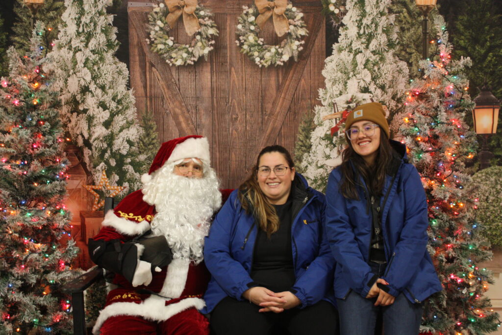 Roxann and Liz in Carey with Santa